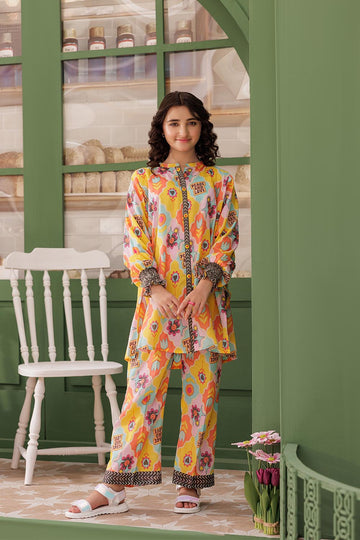 GAC-03081 | Yellow & Multicolor | Casual 2 Piece Suit | Cotton Lawn Printed